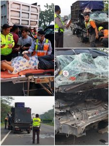 Ngantuk Berakibat fatal, Ditlantas Polda Banten Evakuasi Korban Kecelakaan Mobil