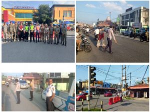 Dishub Kampar melaksanakan pengamanan Lalu Lintas dan perparkiran di pasar Ramadhan 1445 H / 2024 M