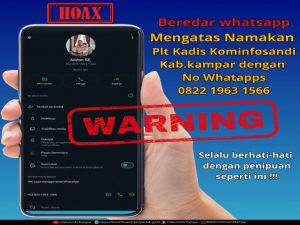 Hoax, Beredar Nomor Whats App yang Mengatas namakan Arizon, SE.