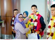 Wakil Bupati Kampar Misharti Sambut Putra Kampar Atlet Nasional Taekwondo Indonesia.