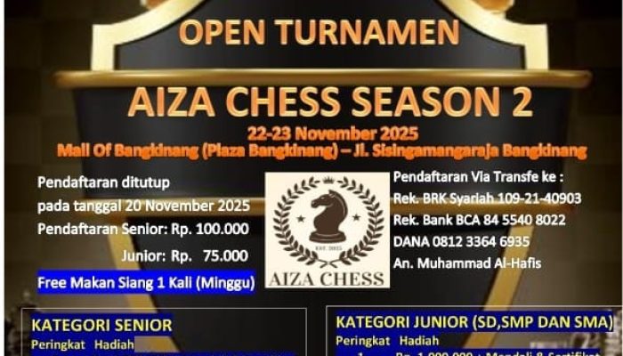 Aiza Chess Club Siap Gelar Open Turnamen Catur Season II se-Sumatera, Pecatur Master Diprediksi Ramaikan Bangkinang