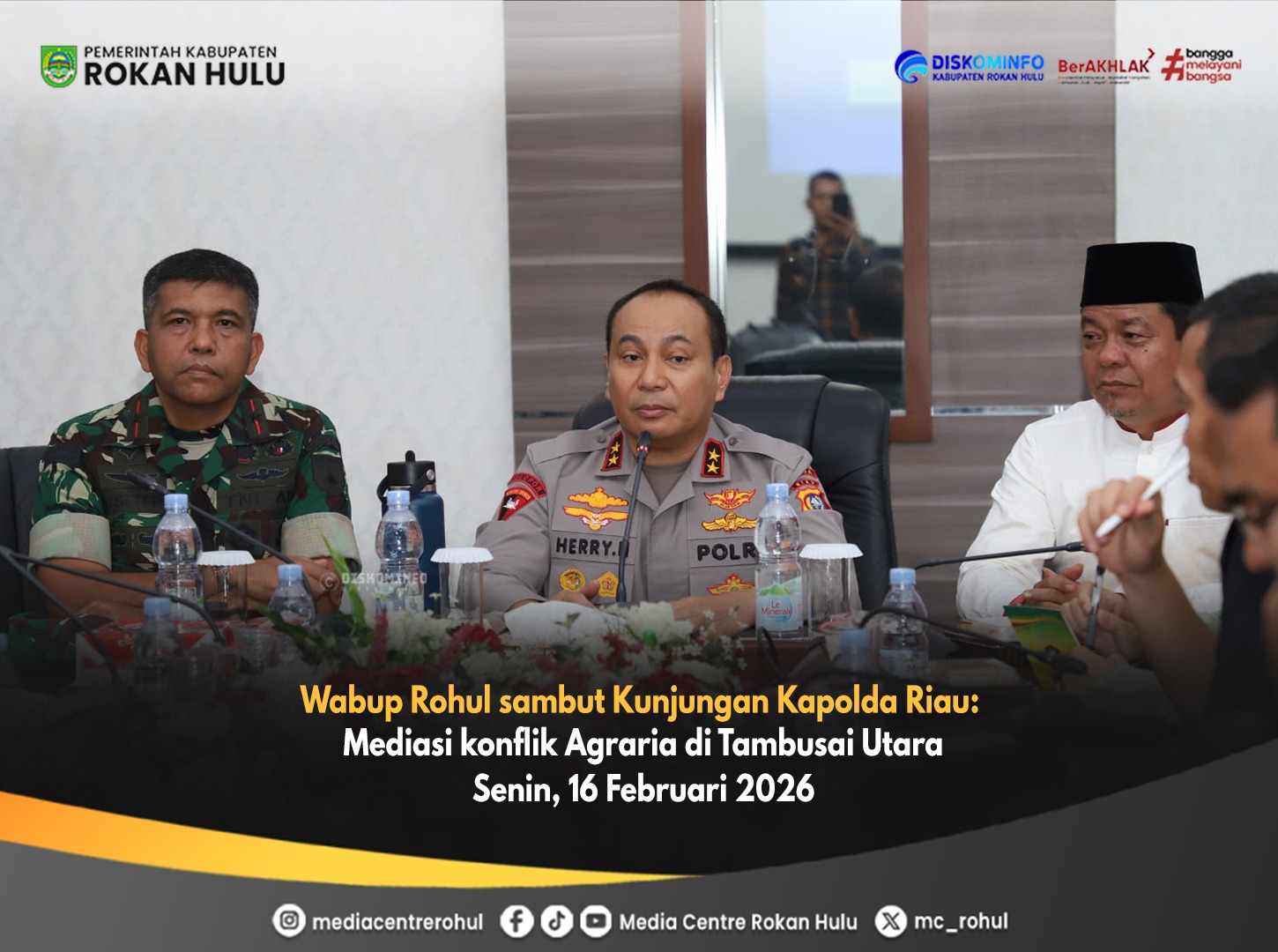 Wabup Rohul Sambut Kapolda Riau, Mediasi Konflik Lahan 11.600 Hektare di Tambusai Utara