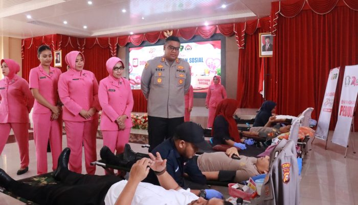 Polres Gelar Donor Darah Jelang Hari Bhayangkara Ke 80 Tahun Bersama PMI Kampar