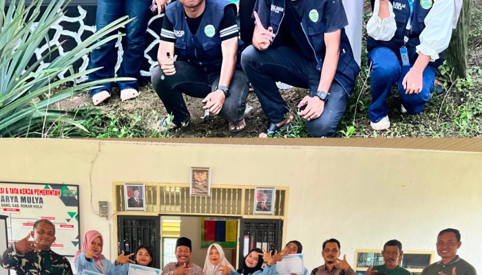 Mahasiswa KUKERTA UNRI 2026 Tinggalkan Program Berkelanjutan Melalui Rekonstruksi Gapura dan Bank Sampah Desa Karya Mulya