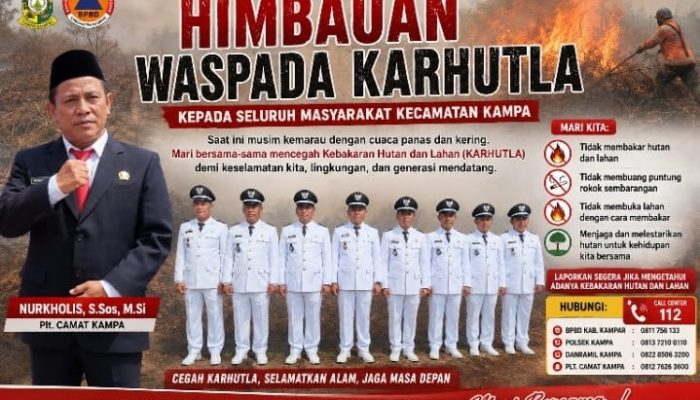 Cuaca Panas dan Kering, Kecamatan Kampa Imbau Warga Waspada Karhutla